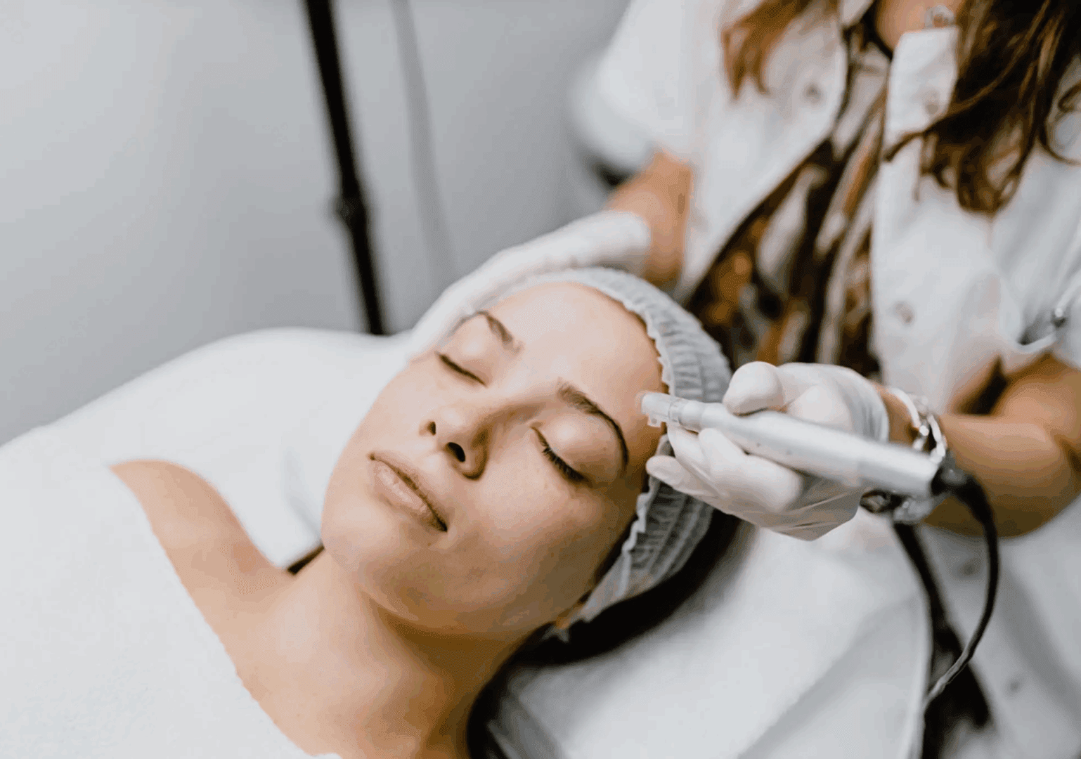 Facial treatment in progress at spa